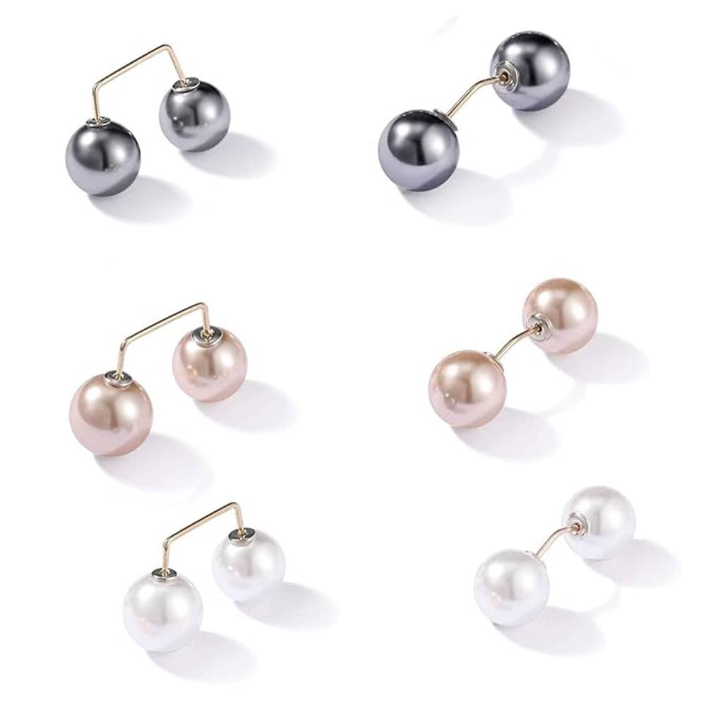 6 Pcs Artificial Pearl Brooch Pins, Anti-exposure Neckline Safety Pins, Vintage Shirts Pin for Clothes, Sweater Shawl Clips for Women Wedding Party Decorations, Women Girl Costume Accessory (2 Style)