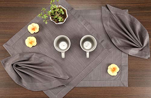 Cloth Napkins 6Pack 100% Slub Cotton In Hemstitched, Cocktail Napkins, Dinner Napkin, Easter Napkins, Napkins, Beverage Napkins, Machine Washable, Everyday Use-18X18 Inch Grey Charcoal #TOP3