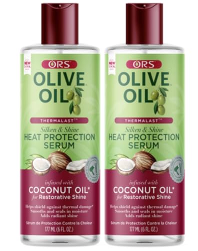 ORS Olive Oil Heat Protection Hair Serum infused with Coconut Oil for Restorative Shine 6.0 Ounce (Pack of 2)