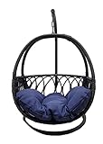 B.U.STYLE Cat Bed Basket Swinging Pet House Nest for Small Dog Cat with Cushion, Indoor Outdoor Hanging Hammock Pet Chair Bed, KD Stand, Egg Shape in Black, 18.1 Inch L x 12.6 Inch D x 20 Inch H
