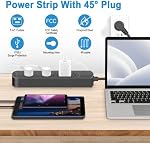 Surge Protector Power Strip (2000J), 5 Outlets for Multiple Devices, 4 Feet Flat Plug Heavy Duty Extension Cord, 10W Power Delivery Charging for Home, Office, Dorm Essentials (Black)