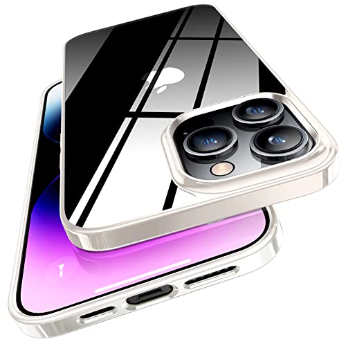 TORRAS Crystal Clear Designed for iPhone 14 Pro Case, Ultra-Thin [Non-Yellowing] [Military Protective Absorber] Slim Fit Soft Silicone TPU Cover for iPhone 14 Pro Phone Case 6.1 Inch, Gold Silver