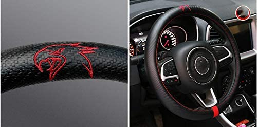 Gooogo funda para volante de coche, de piel de lujo de fibra de carbono, color negro, protector antideslizante de 15 pulgadas para Jeep Grand Cherokee