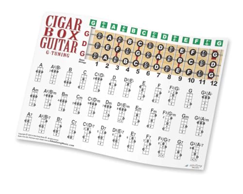 A New Song Music 3-String Cigar Box Guitar Poster - GDG Open G Tuning Chord Chart & Fretboard - 11x17 Print - Learn Chords, Notes & Scales - Essential CBG Beginner Reference Guide