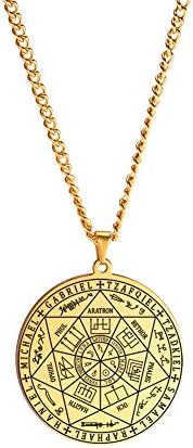 TEAMER Archangel Necklace 7 Archangels Pendant Stainless Steel Archangels Sigil Talisman Necklace Amulet Medal Pendant Jewelry for Women Men