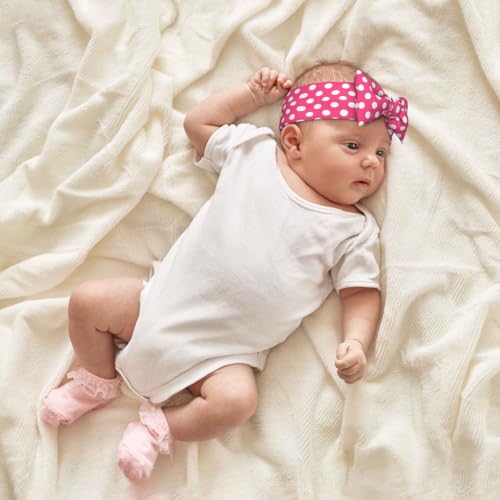 Bright Pink Polka Dot Print Baby Girl Bows Headbands Baby Girls Newborn Headbands Infant Toddlers 0-6 Months4