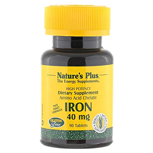 Natures Plus Iron 40 Mg With Amino Acid Chelate 90 Tablets - To Promotes Muscle Health Builds Concentration & Memory Power