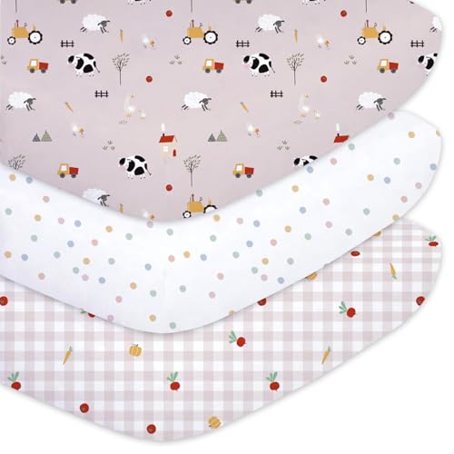 Image of Little Grape Land 3PK Baby Crib Sheets for Girls, Ranch-Pink