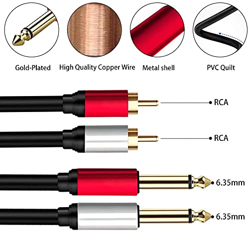 Yeung Qee 2 x 6.35 mm to 2 RCA Stereo Audio Interconnect Cable,Dual 1/4 inch TS Stereo Jack Male to 2 RCA Male Stereo Audio Cable Splitter Adapter Cable (3M) - Image 5