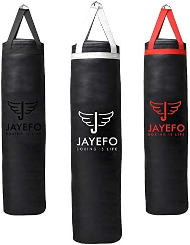 Jayefo Sports Punching Bag - Hanging Boxing Bag for MMA, Karate, Judo, Muay Thai, Kickboxing, Self Defense Training for Training at Home or Gym - Unfilled Heavy Bag 70 to 100 lbs - 4FT - White