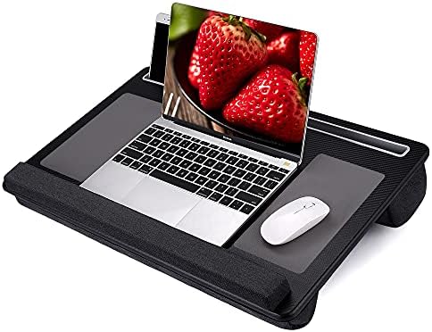 Extra Large Lap Laptop Desk- Home Office Portable LapDesk with Mouse Pad & Wrist Rest for Notebook/ MacBook/ Tablet, Sofa Bed Working, Writing, Drawing (Carbon Black, Fit Up to 17-inch Laptops)