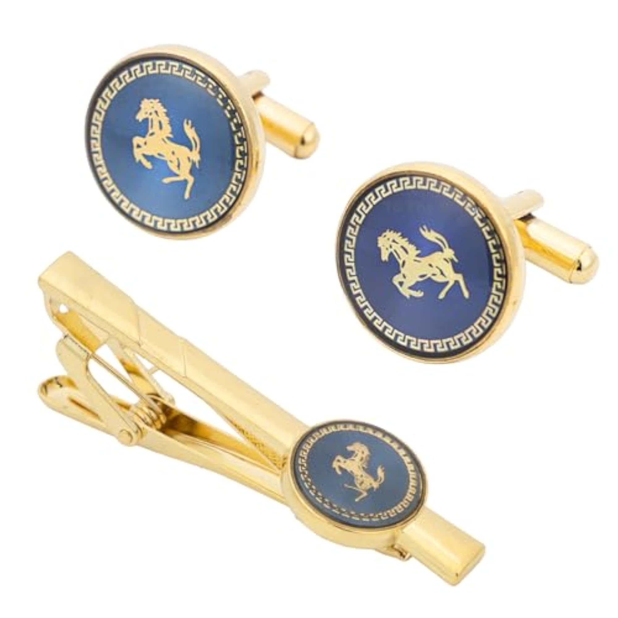Men's Blue Tie Pin and Cufflink Set, Elegant Gift