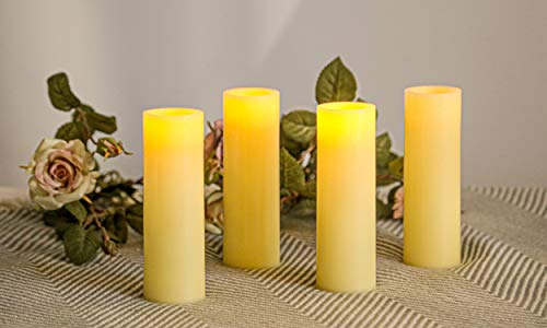 Set Of 4 Votive Pillar Real Wax Flameless Led Battery Operated Flickering Electric Candles With Remote Control Timer For Wedding Birthday,Home Decoration,2X6'',Ivory #TOP4