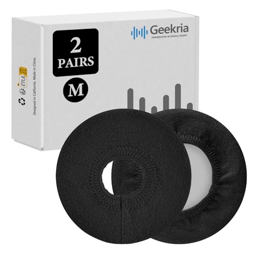 Geekria 2 Pairs Knit Headphones Ear Covers - Product Safety Certified - Washable & Stretchable Sanitary Ear Protectors for Over-Ear Headsets, Sweat Pads for Gym, Gaming (Size M/Black)