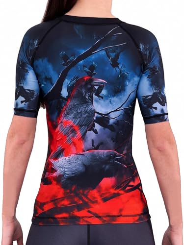 Raven Fightwear Women's Unkindness Rash Guard Short Sleeve BJJ MMA Black