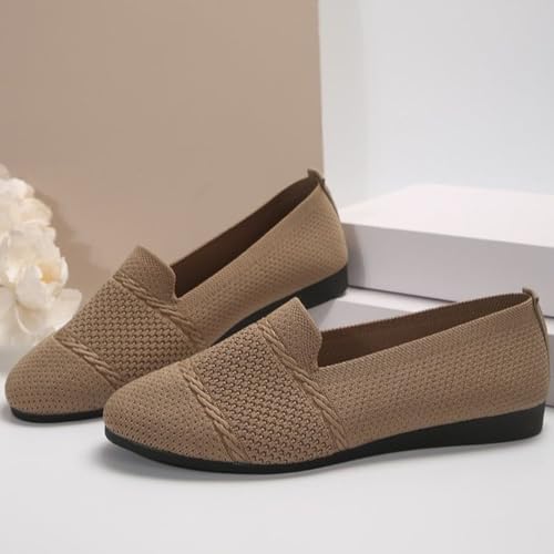 Women's Ballet Flats Slip On Shoes Comfortable Walking Flats for Women Knit Wide Toe Box Breathable Soft Ballet Shoe Ballerina Dance Lightweight Casual Dress Shoes for Work Travel4