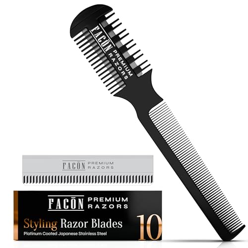 Facn Razor Comb for Hair Cutting - Professional Hair Cutting Comb Kit with 12 Replacement Blades Double Edge Shaper for Salon & Home Premium Styling Thinning Texturizing Split Ends Trimming Razor