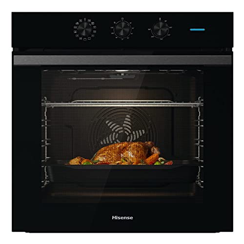 Hisense BI64111AB - Horno multifunción termoventilado, Cavidad XXL 77 litros, 12 funciones de cocción, limpieza de agua limpia, clase A, precalentamiento rápido, función pizza 300 °C, Air Fry