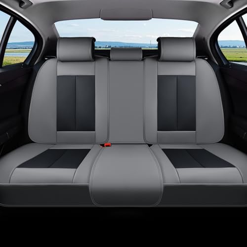 Image of Coverado Car Seat Covers, Rear Seat Covers Leather Car Seat Covers Waterproof Back Seat Cover for Cars, 3-Pieces Seat Covers Backseat Universal Seat Cushion Protector for Most Cars Trucks, Gray&Black