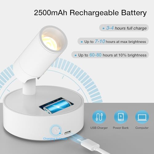 Image of Olafus LED Wireless Spotlight Indoor, Rechargeable Battery Uplighting Indoor with Remote & Timer, 3CCT Picture Lights for Wall, Mini Art Accent Light for Plants, Artwork, Painting, White
