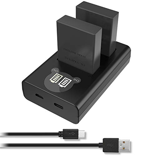 HOSAN BLS-5/BLS-50 Batterie de Rechange 2000mAh Lot de 2 avec Compatible pour Olympus BLS5/BLS50,Om-D E-M10 Mark III,Om-D E-M10 Mark II,Om-D E-M10