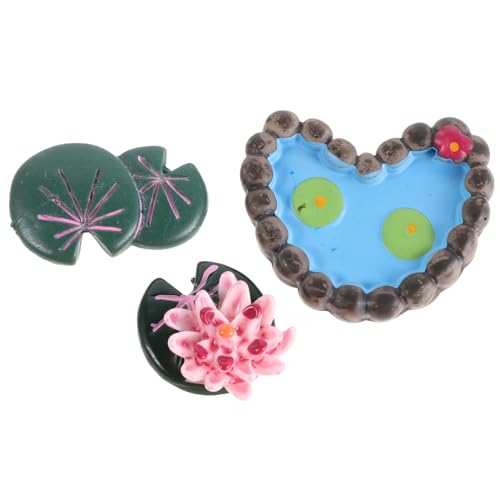 Toyvian Lot de 3 Nénuphars Artificiels Miniatures pour Micro-Paysage Feuilles et Lotus Décoratifs pour Bassin Accessoires Solide pour Jardin Féérique et Aquarium Décoration de Maison