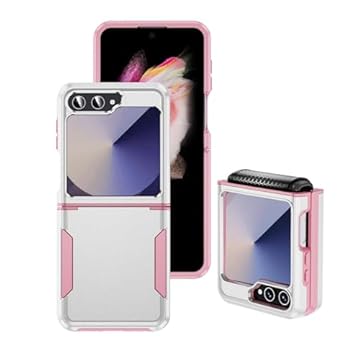 Miitoomo Capa para Galaxy Z Flip 6 2024 Camada Dupla Colorida À Prova de Choque para Z Flip6 Capa Slim Fit Estilo Militar (Rosa Branco)