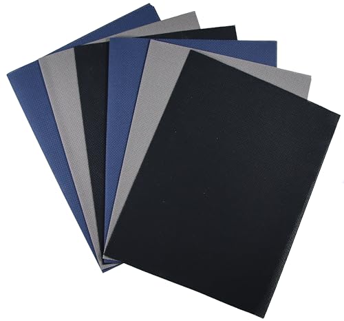 Image of KCS 6 pc of 12 inch x 18 inch(30cmx45cm) 14CT Counted Cotton Aida Cloth Cross Stitch Fabric (Navy Blue+Dark Grey+Black)