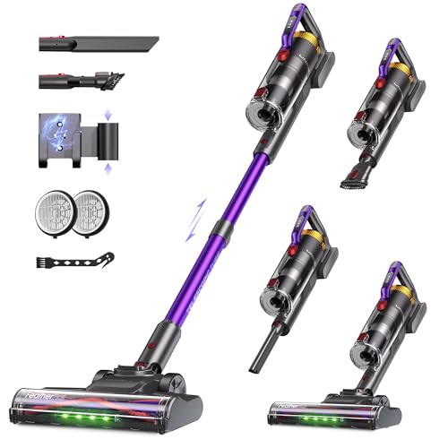 UNINELL HOME Akku Staubsauger 48000Pa/550W/65Min, Staubsauger Kabellos Selbstladender mit LED-Display, Akkustaubsauger Anti-Verhedderung-Bürste Super Leise für Teppich,Hartboden und Tierhaare