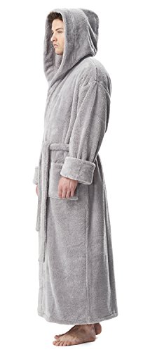 Arus Men's Fleece Robe, Long Hooded Turkish Bathrobe2