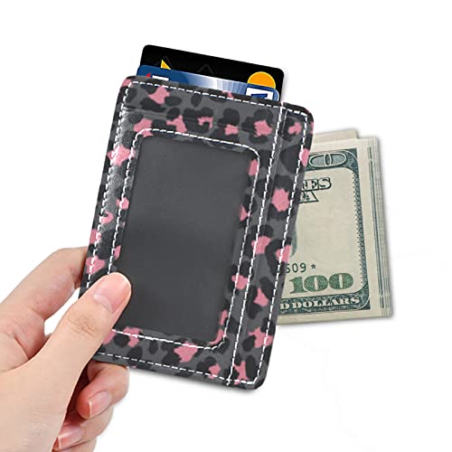susiyo Pink Gray Leopard Prints Slim Minimalist Wallets Rfid Blocking Card Wallets PU Leather Front Pocket Wallets for Men Women4
