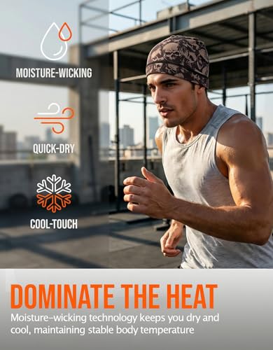Image of Sweat Wicking Skull Caps Cooling Helmet Liner Hat Running Beanie Cycling Skullcap Sleeping Cap for Men Women