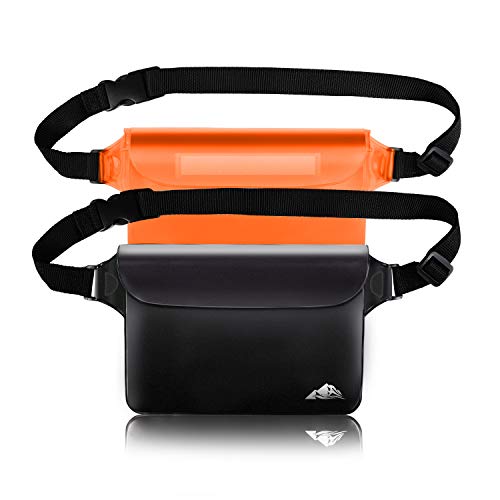 HEETA 2-Pack Waterproof Pouch with Waist Strap, Transparent Screen Touchable Dry Bag