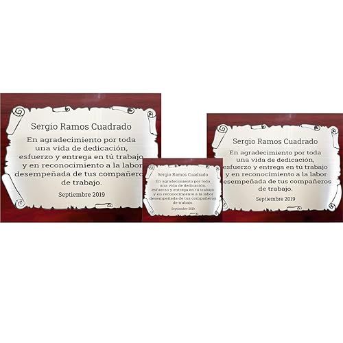 Placa conmemorativa personalizada grabada con láser