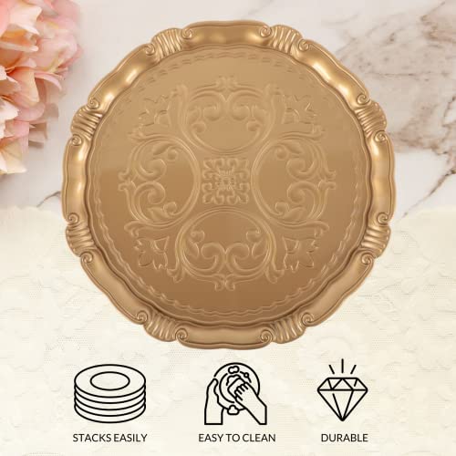 Juego x4 Platos Cargadores Dorados Victorians 13 pulg miniatura 4