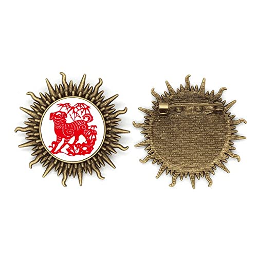 Broche chinoise en métal de découpe de papier au design impérial