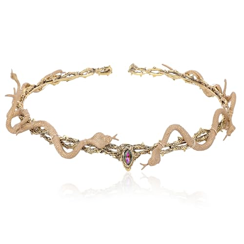 CoTeeZa Medusa Crown of Thorns - 7.8 Gold Snake Thorn Headdress for Greek Goddess Gothic Queen Elven Circlet Medusa Headpiece for Renfaire Halloween Cosplay Accessories