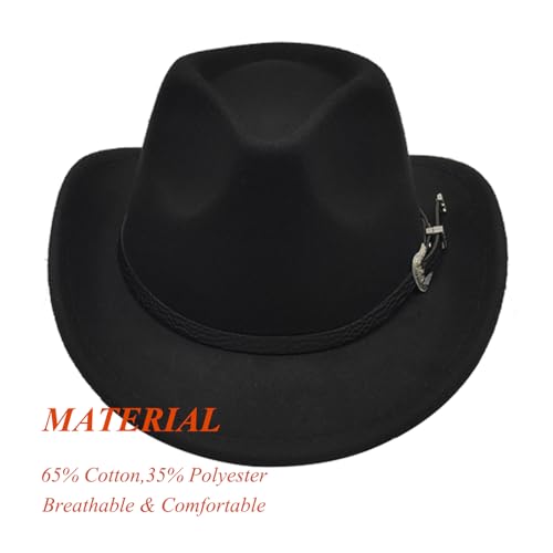 Kids Cowboy Hat for Girls Boys Unisex Western Cowgirl Hat with Buckle Belt Wide Brim Fedora Hat Dress Up Costume2