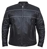 UNIK Men's Premium Scooter Gray Striped Cowhide Leather Motorcycle Jacket (4XL)