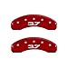 MGP Caliper Covers 10202SM32RD Red Powder Coat Finish Engraved Front Mustang Rear 3.7 Caliper Cover, (Set of 4)