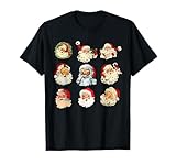 Vintage Christmas Santa Claus Faces Funny Old Fashioned Xmas T-Shirt