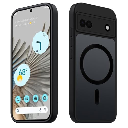 Tawarror Funda Magnética para Google Pixel 6a, Carcasa Translúcido Mate Trasera para Google Pixel 6a, PC Tapa Anti-Arañazos TPU Bumper Anti-Golpes Antihuellas Fina Protectora Caso, Negro