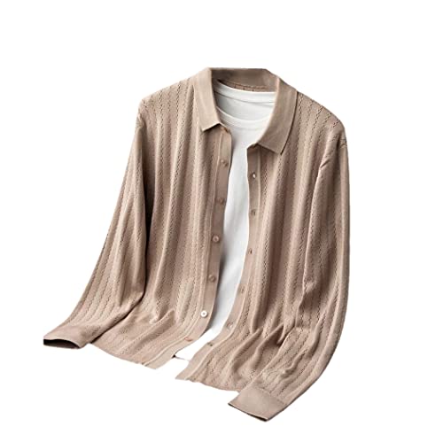 Cardigan tricoté homme contre la mi-saison | Confort jacquard kaki XL