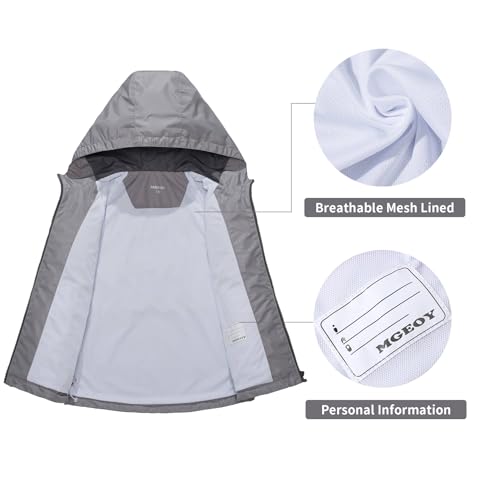 Image of MGEOY Kids Rain Jackets Waterproof with Hood Lightweight Rain Coats for Girls Boys