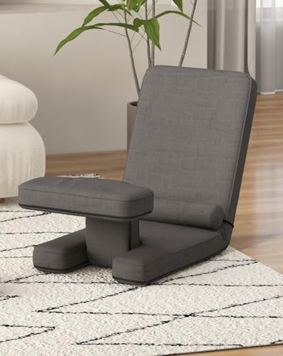 Image of VLIVE Convertible Sleeper Sofa Chair - Adjustable Single Couch with Table & Pillow, Multifunctional Folding Chair Bed for Living Rooms, Bedroom, Small Apartment and Studios, Grey