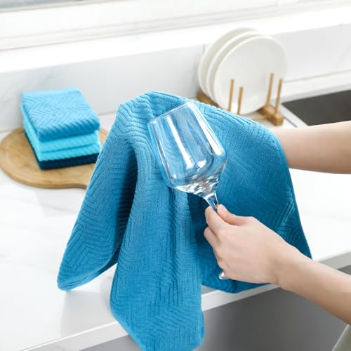 Image of 100% Cotton Kitchen Dish Towels Set, 16 inch x 25 inch Super Absorbent and Soft Kitchen Towels, Pack of 8 Dish Cloths for Drying Dishes (400 GSM)