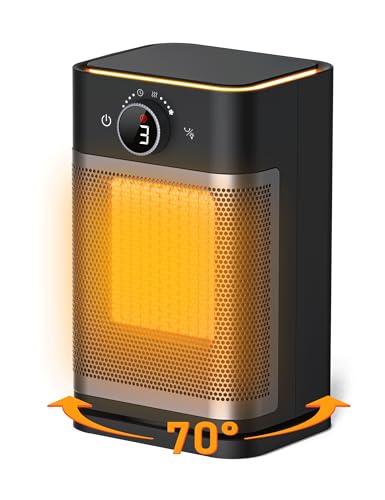 Space Heater for Indoor Use - 1500W Fast Heating Electric Ceramic Heater with Remote, 70° Oscillation, 12H Timer, ECO Thermostat - Quiet Portable Heater for Bedroom, Safe for Kids & Pets (ETL Listed)