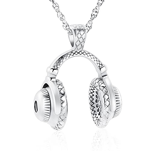 Collier urne casque et microphone souvenir cinéraire pour homme