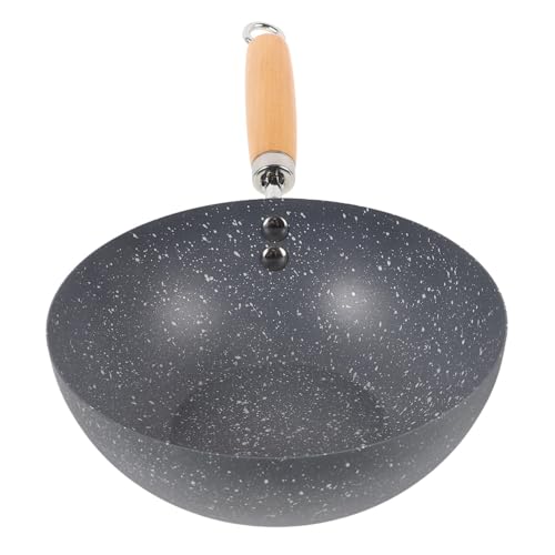 Alipis Carbon Steel Wok 20cm Wok Pan Mini Nonstick s and Stir-Fry Pans Flat Bottom Chinese for Induction, Electric, Gas, All Stoves