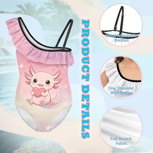 Image of Girls Swimsuit One Piece Ruffle Swimsuit Non-Slip Straps UPF 50+ for Girls Size 3-14 Years